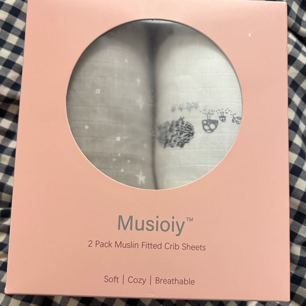 Musioiy Muslin Fitted Crib Sheets 2 Pack